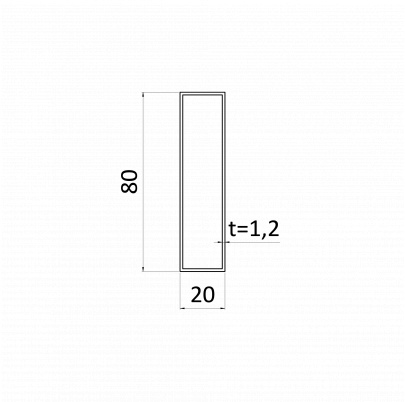 Poškodený uzavretý profil 80x20x1,2mm, zinkovaný DX51D+Z100, hladký L=6000mm, cena za kus