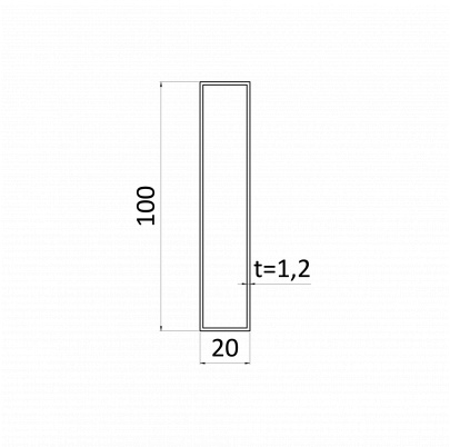 Uzavretý profil 100x20x1,2mm, zinkovaný DX51D+Z100, hladký L=6000mm, cena za kus