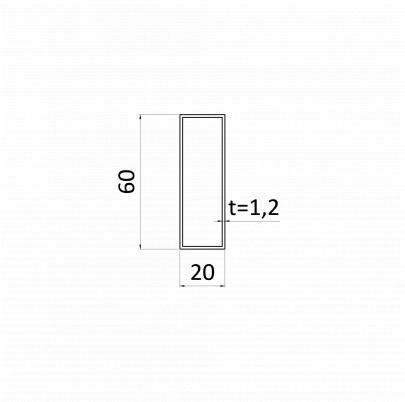 Uzavretý profil 60x20x1,2mm, zinkovaný DX51D+Z100, hladký L=6000mm, cena za kus