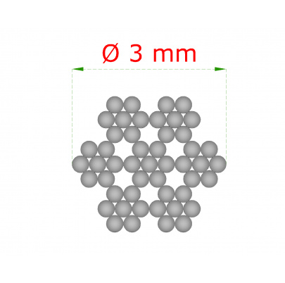 Oceľové lanko ø 3mm (7x7 dr.) /galvanicky pozinkované