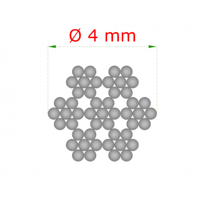 Oceľové lanko ø 4mm (7x7 dr.) /galvanicky pozinkované