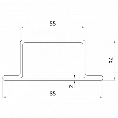Uzavretý profil T 85x34x55x2mm, čierny S235, hladký L=6000mm, cena za 1ks(6m), čierny bez povrchovej úpravy, predaj len v 3 a 6m dĺžkach