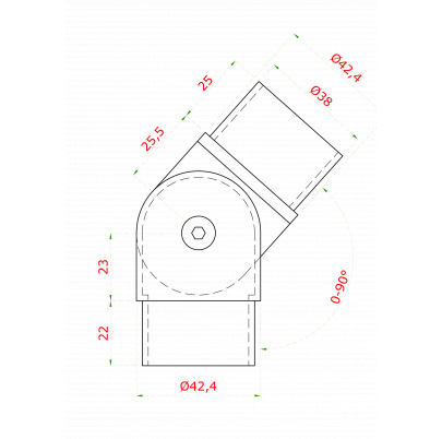 Spojka s kĺbom na trubku ø42.4mm, brúsená AISI316