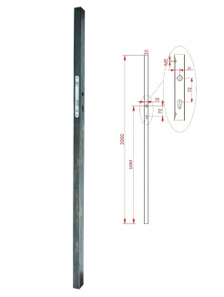 Pozinkovaný profil 60x40x1,5mm H-2000mm so zapusteným zámkom, vhodný pre rám bránky