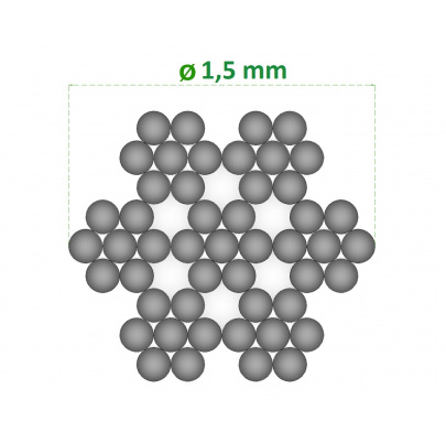 Nerezové lanko ø 1.5mm (7x7 dr.) /AISI316