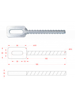 Kotvenie do betónu na plotové dielce 130*30mm, na vrták ø 10mm, Zinkované