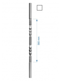 Tyč-rúrková H-1000mm so štvorcovou zakladňou 25x25mm, stena 1mm