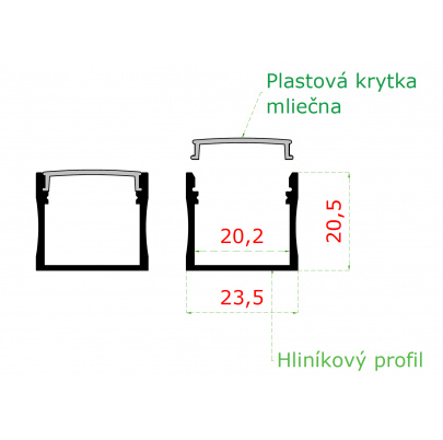 Profil 1250mm s obojnostrannou lepiacou páskou pre LED madlo EB1-HM42, EB1-JHM40 a EB1-JHM60x40;obsahuje hliníkový profil 1250mm, plastovú krytku a 2x ukončenie