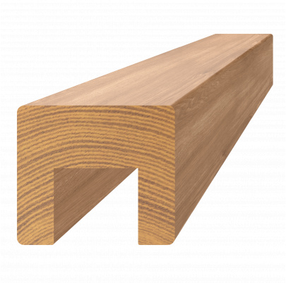 Drevený profil (45x40mm /L:3000mm) s drážkou 24x22mm, materiál: dub, brúsený povrch bez náteru, balenie: PVC fólia, necinkovaný materiál