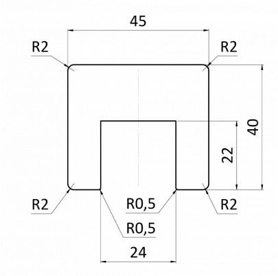 Drevený profil (45x40mm /L:3000mm) s drážkou 24x22mm, materiál: dub, brúsený povrch bez náteru, balenie: PVC fólia, necinkovaný materiál