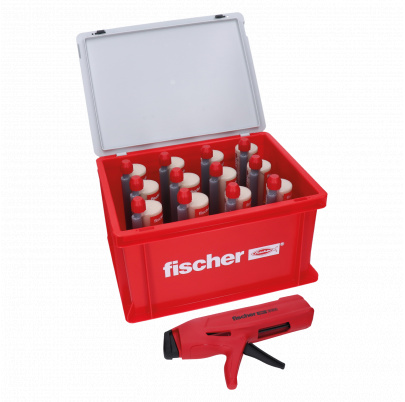 Praktický montážny box Fischer HWK obsahujúci 12 x chemickú maltu Fischer FIS V Plus 360 + pištoľ grátis