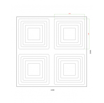 Plech  pozinkovaný, 2000x1000x1,2mm - ŠTVOREC, 3D vzor