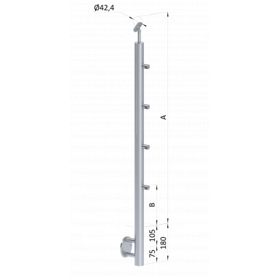 Nerezový stĺp, bočné kotvenie, 4-radový priechodný