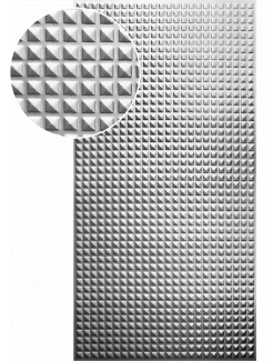 Plech oceľový pozinkovaný DX51D, rozmer 2000x1000x1,2mm +/- 0.5%, lisovaný vzor - PYRAMÍDA 2, 3D efekt