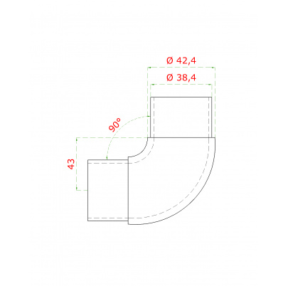 Spojka 90° na trubku ø42.4mm, brúsená nerez AISI304