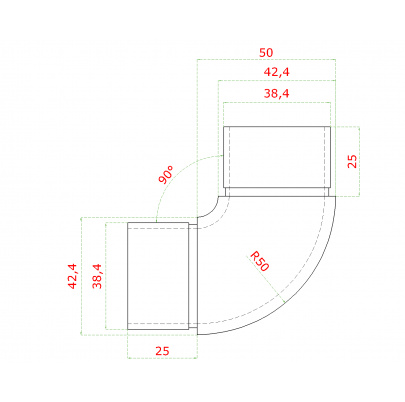 Spojka oblúková na trubku ø42.4mm, brúsená AISI304
