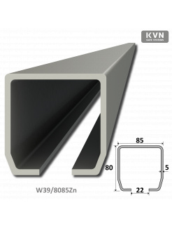 C profil 80x85x5mm pozinkovaný pre samonosný systém posuvnej brány, dĺžka 5m