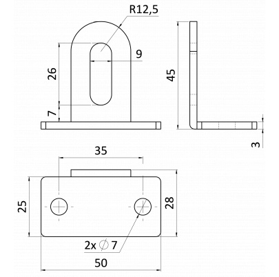 Kotvenie plotu 44x26mm, čierne
