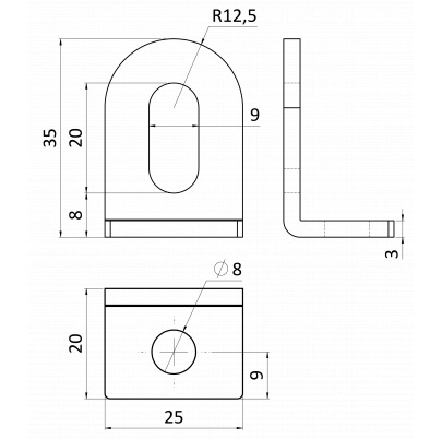 Kotvenie plotu 35X25mm, antracit