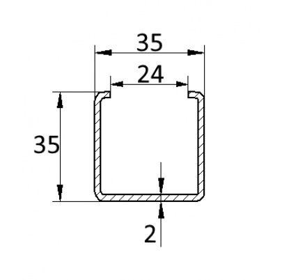 U-profil krycí 35x35x2mm, žiarovo zinkovaný, cena za 1 ks(3m),hladký L=3000mm