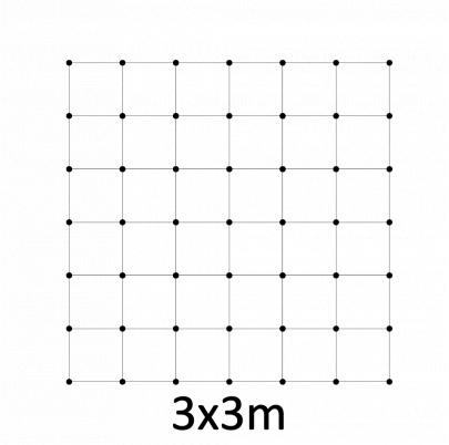Montážna sada pre zelenú stenu - nerez, rozmer 3x3m. Set obsahuje: EB1-GW01 (49ks), PVC-LA4 (28ks), EB2-LA4 (60m)