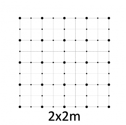 Montážna sada pre zelenú stenu - nerez, rozmer 2x2m. Set obsahuje: EB1-GW01 (25ks), PVC-LA4 (36ks), EB2-LA4 (45m), EB1-GWS4 (40ks)