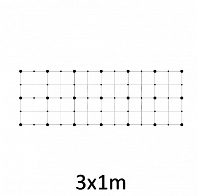 Montážna sada pre zelenú stenu - nerez, rozmer 3x1m. Set obsahuje: EB1-GW01 (21ks), PVC-LA4 (36ks), EB2-LA4 (35m), EB1-GW04 (32ks)
