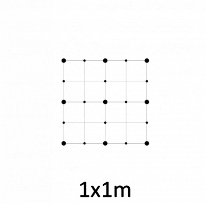 Montážna sada pre zelenú stenu - nerez, rozmer 1x1m. Set obsahuje: EB1-GW01 (9ks), PVC-LA4 (20ks), EB2-LA4 (15m), EB1-GWS4 (12ks)