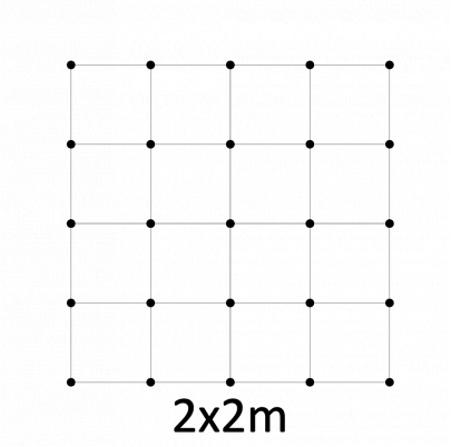 Montážna sada pre zelenú stenu - nerez, rozmer 2x2m. Set obsahuje: EB1-GW02 (25ks), EB2-LA3 (25m), PVC-LA3 (20ks)