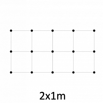 Montážna sada pre zelenú stenu - nerez, rozmer 2x1m. Set obsahuje: EB1-GW02 (15ks), EB2-LA3 (15m), PVC-LA3 (16ks)