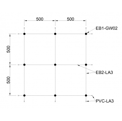 Montážna sada pre zelenú stenu - nerez, rozmer 2x1m. Set obsahuje: EB1-GW02 (15ks), EB2-LA3 (15m), PVC-LA3 (16ks)