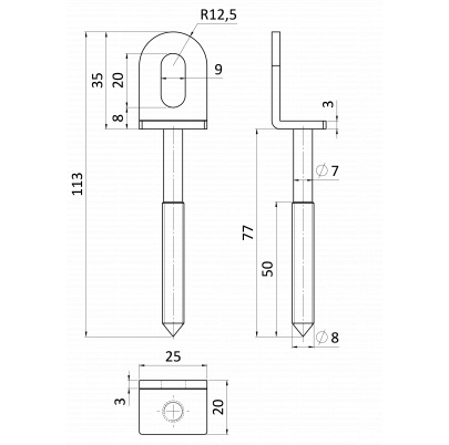 Kotvenie plotu 35X25mm s hmoždinkou, antracit