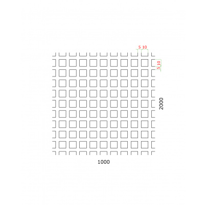 Dierovaný plech štvorcový radový Fe, otvor: 10x10mm, rozteč: 15mm, (1000x2000x2.0mm)