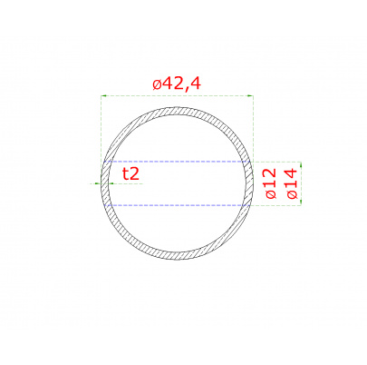 Nerezový stĺp, bočné kotvenie, 6-dierový priechodný