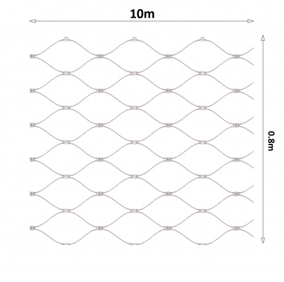 Lanková sieť, 0.8mx10m, oko 60x104mm, t-2mm, nerez AISI316