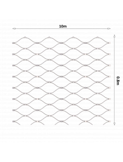 Lanková sieť, 0.8mx10m, oko 60x104mm, t-3mm, nerez AISI316