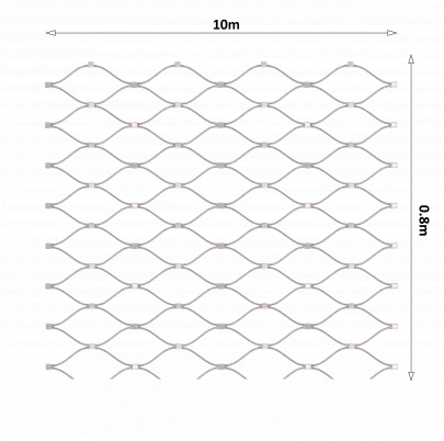 Lanková sieť, 0.8mx10m, oko 60x104mm, t-3mm, nerez AISI316