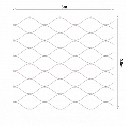 Lanková sieť, 0.8mx5m, oko 60x104mm, t-2mm, nerez AISI316