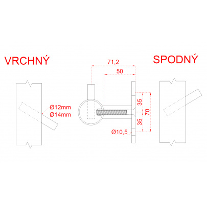 Nerezový stĺp, bočné kotvenie, 6-dierový koncový, ľavý