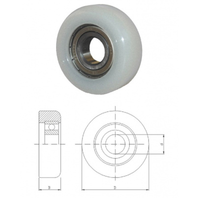 Polyamidové koliesko D-68, d-20, B-22mm s ložiskom