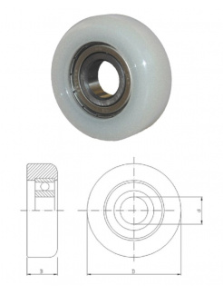 Polyamidové koliesko D-43, d-15, B-18mm s ložiskom