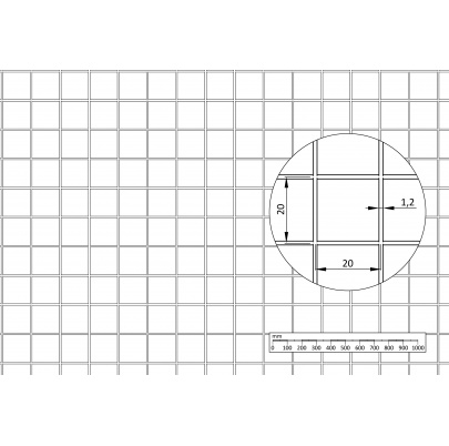 Zvárané sito, oko: 20x20mm, hrúbka: 1.2mm, AISI304