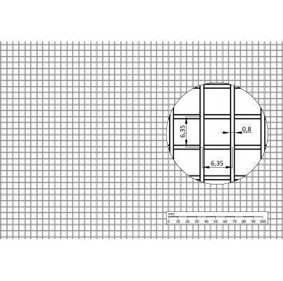 Zvárané sito, oka: 6.35x6.35mm, hrúbka: 0.8mm, AISI304