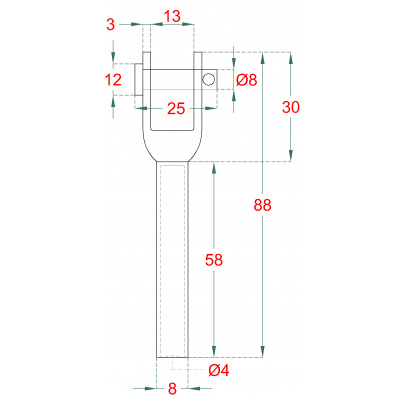 Lepiaci úchyt pre lanko ø4mm, brúsená nerez AISI304