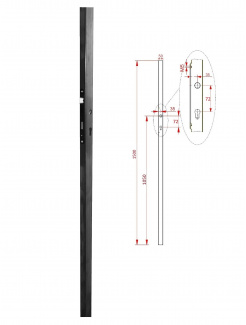 Profil 50x30x1,5mm H-1500mm so zámkom, vhodný pre rám bránky, bez povrchovej úpravy, zámok nemá prelisovaný profil pre zapustenie