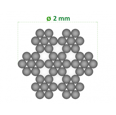 Nerezové lanko ø 2mm (7x7 dr.) /AISI316