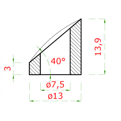 Podložka na trubku ø42.4mm, uhol 40°, brúsená AISI304