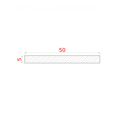 Nerezová tyč plochá 50x5mm, cena za 1ks(5m) brúsená nerez K320 /AISI304)