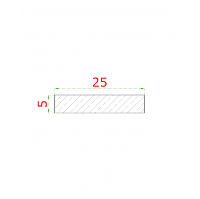 Nerezová tyč plochá 25x5mm, cena za 1ks(6m) brúsená nerez K320 /AISI304