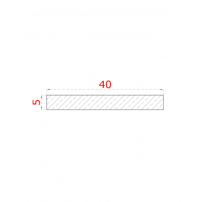 Nerezová tyč plochá 40x5mm, cena za 1ks(5m) brúsená nerez K320 /AISI304